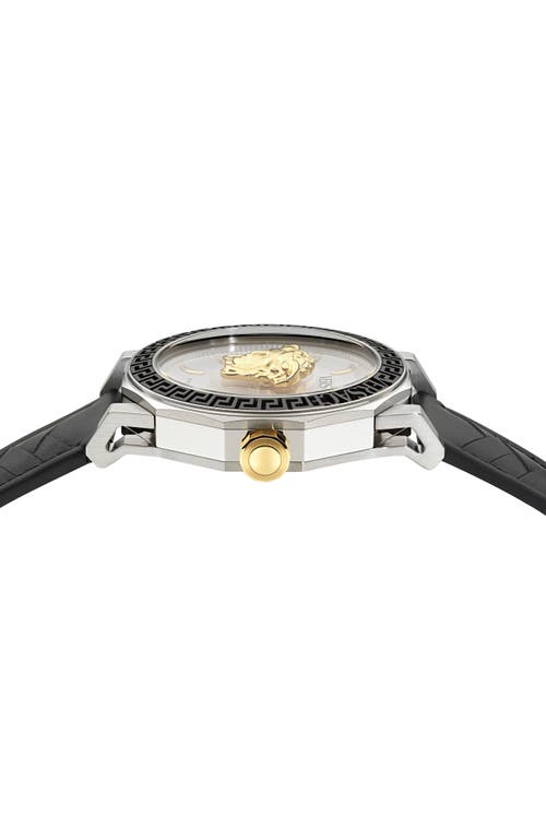 Shop Versace Medusa Deco Leather Strap Watch, 43mm In Stainless Steel