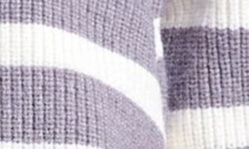 English Factory Stripe Half Zip Sweater In Grey/cream