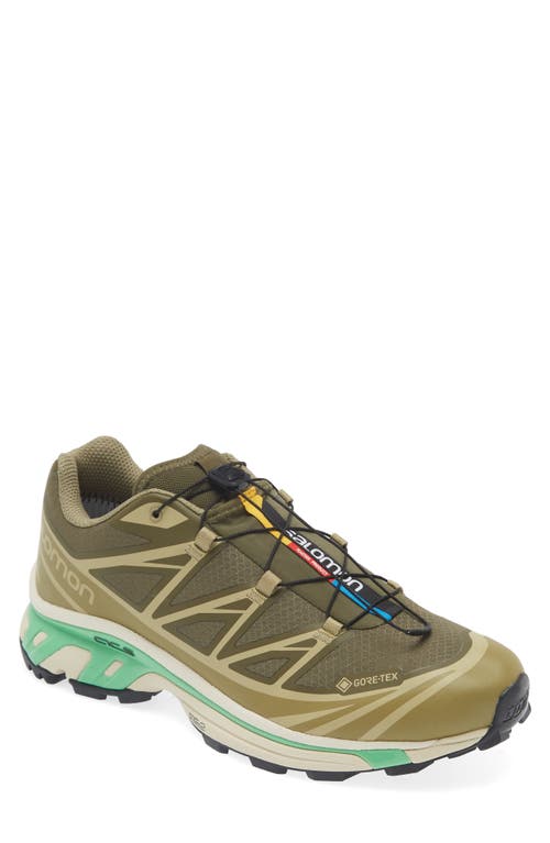 Salomon Gender Inclusive XT-6 Gore-Tex Waterproof Sneaker in Olive Night/Dried Herb at Nordstrom, Size 14 Women's