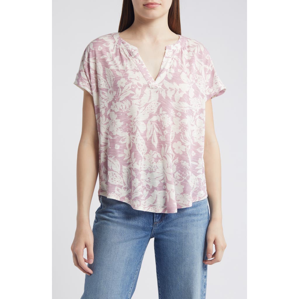 Lucky Brand Floral Sandwash Top In Pink Combo