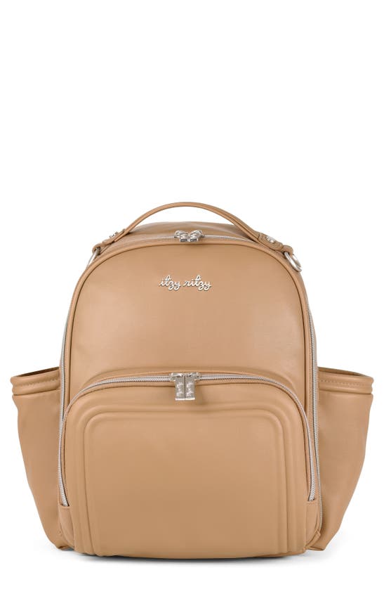 Shop Itzy Ritzy Mini Plus Diaper Backpack In Tan