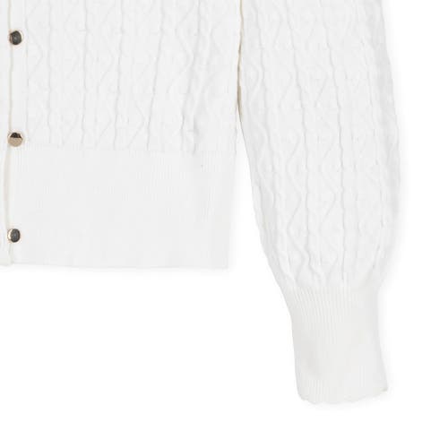 Shop Hope & Henry Organic Cable Button Front Sweater In Soft White Chevron