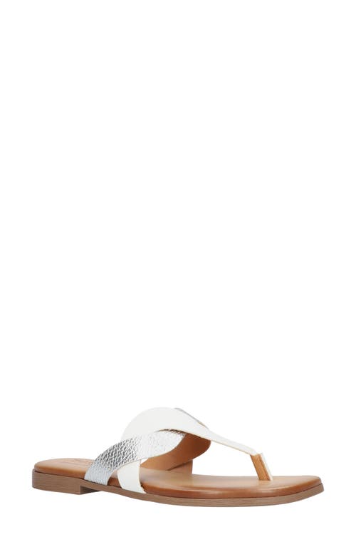TUSCANY by Easy Street Abriana Flip Flop in White /Silver Faux Leather