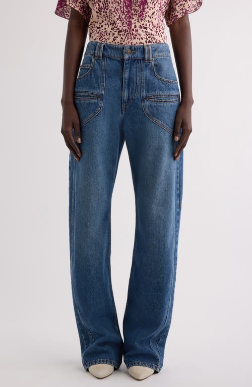 Isabel Marant Jean Beryl Denim Camal Straight Pants In Blue