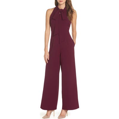 Julia Jordan Tie-Neck Halter Jumpsuit