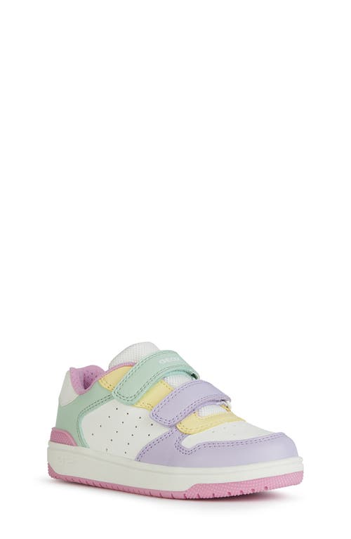 Geox Kids' Washiba Sneaker In White/multicolor