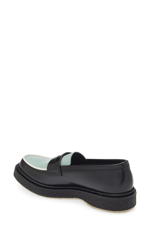 Shop Adieu Colorblock Penny Loafer In Black/pistachio/ivory