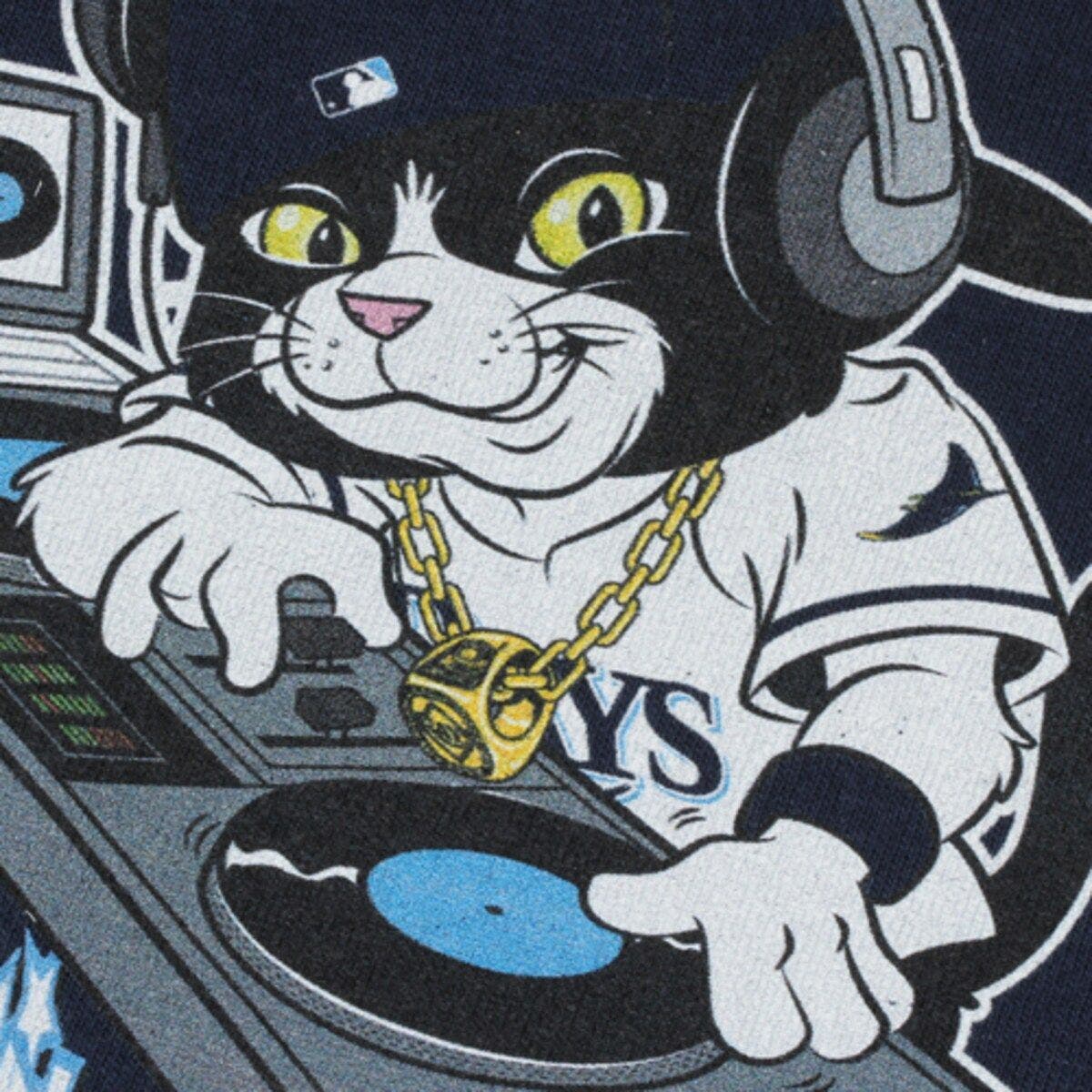 SOFT AS A GRAPE Toddler Navy Tampa Bay Rays DJ Kitty Distressed Mascot