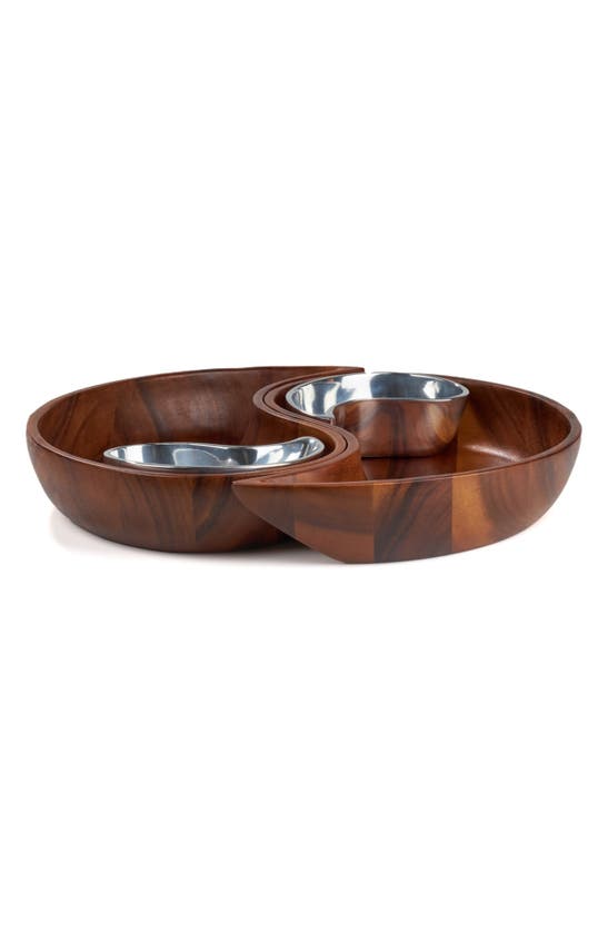 Nambe Yin Yang Chip And Dip Set, 4 Pieces In Brown