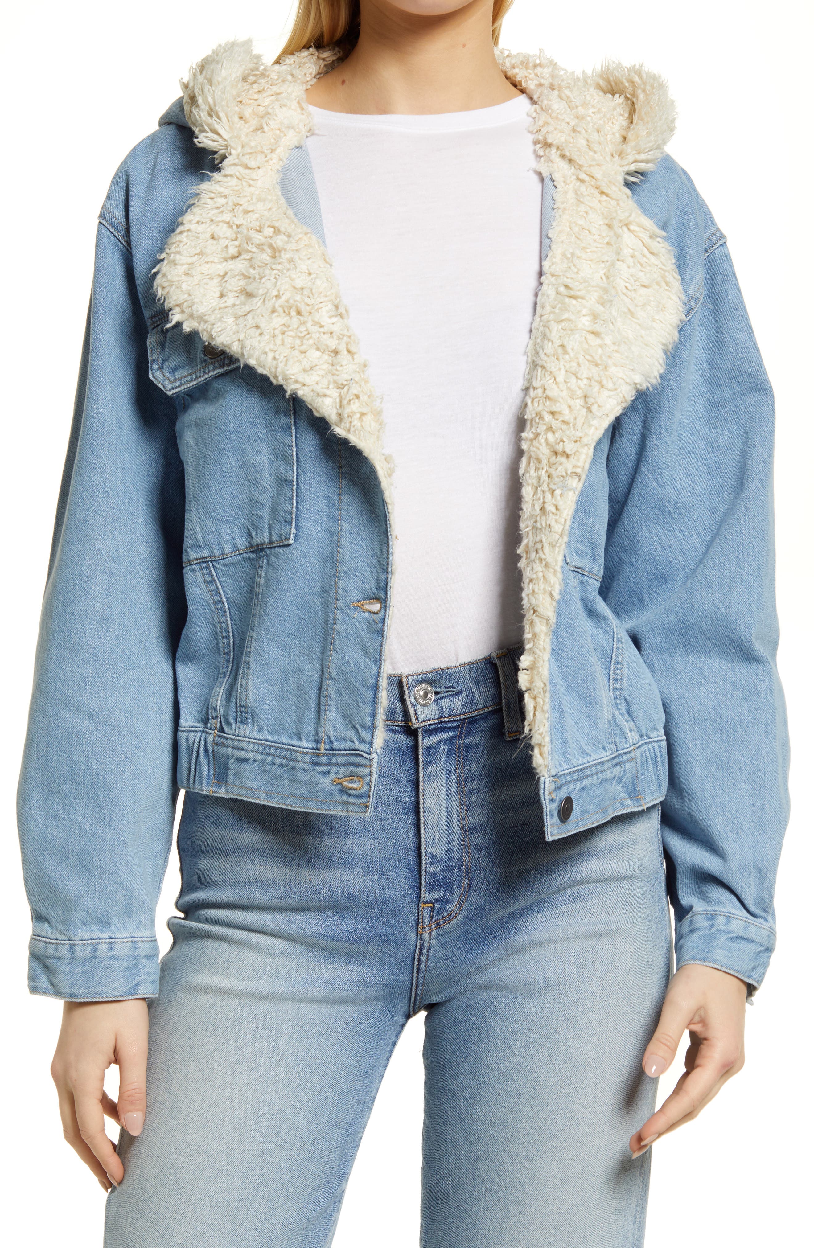 shearling lined jean jacket womens