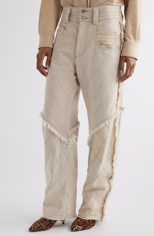 Shop Isabel Marant Shanila Fringed Barrel Leg Jeans In Ecru