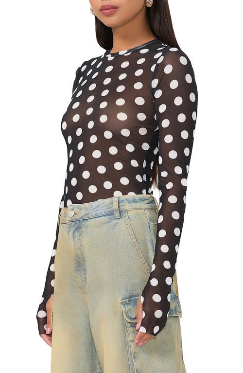 Shop Afrm Kaylee Print Mesh Top In Diagonal Dot