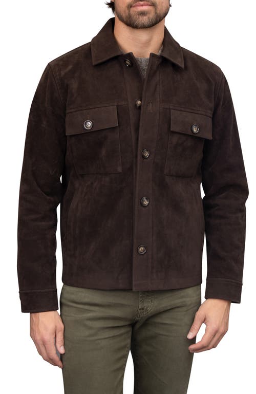 Bagatelle Faux Nubuck Trucker Jacket In Brown