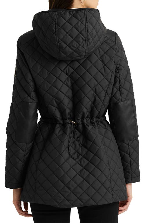 Shop Lauren Ralph Lauren Quilted Hooded Jacket In Black