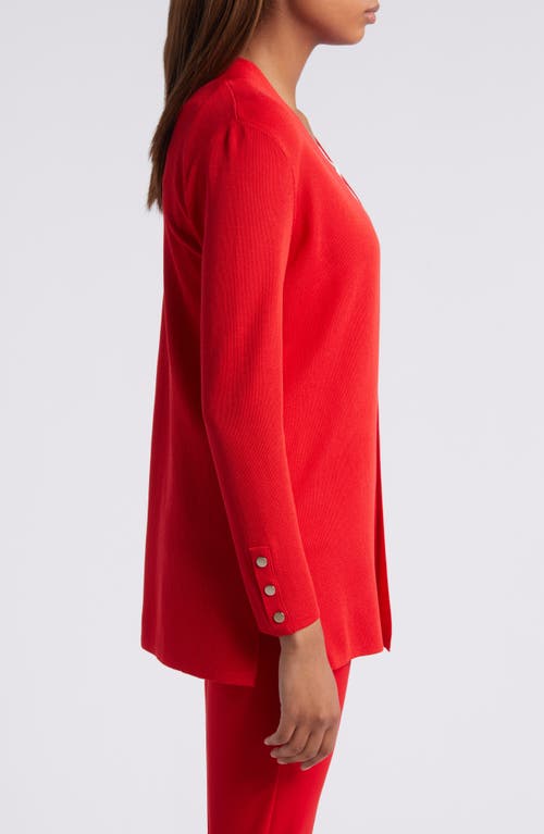 Shop Anne Klein Kissing Front Cardigan In Bright Crimson