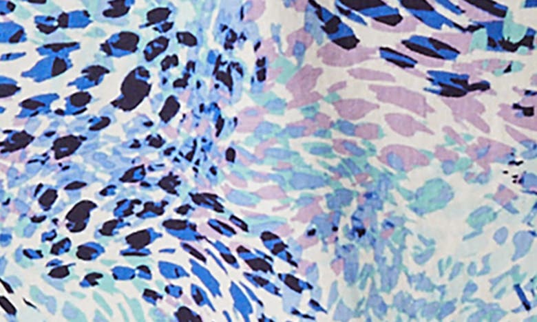 Shop Jones New York Abstract Print Linen Blend Shift Dress In Nyc W/ Blue Sapphire Multi