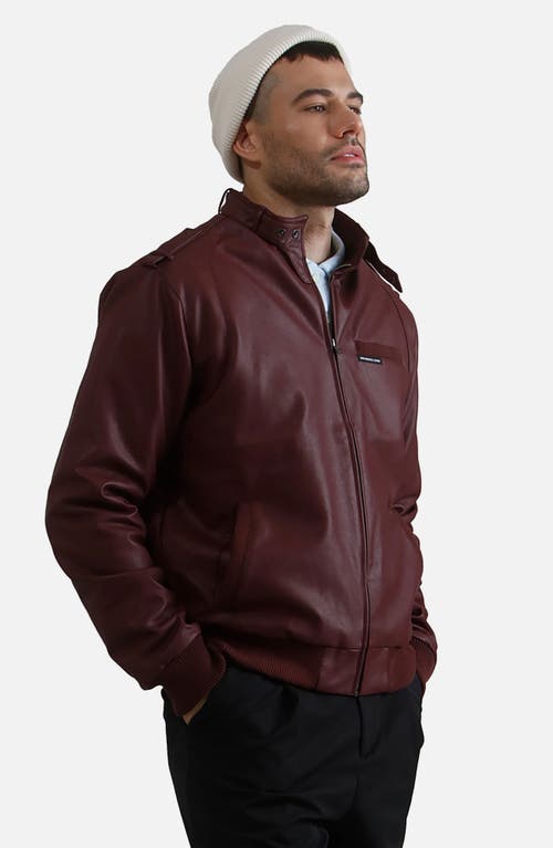 Shop Members Only Faux Leather Iconic Racer Jacket In Burgundy