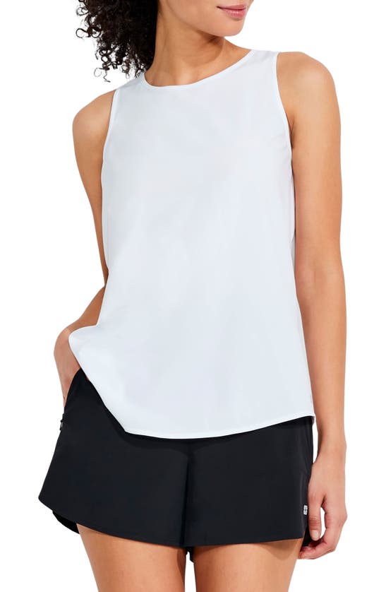 Shop Nz Active By Nic+zoe Tech Stretch Shirttail Compression Tank In Paper White