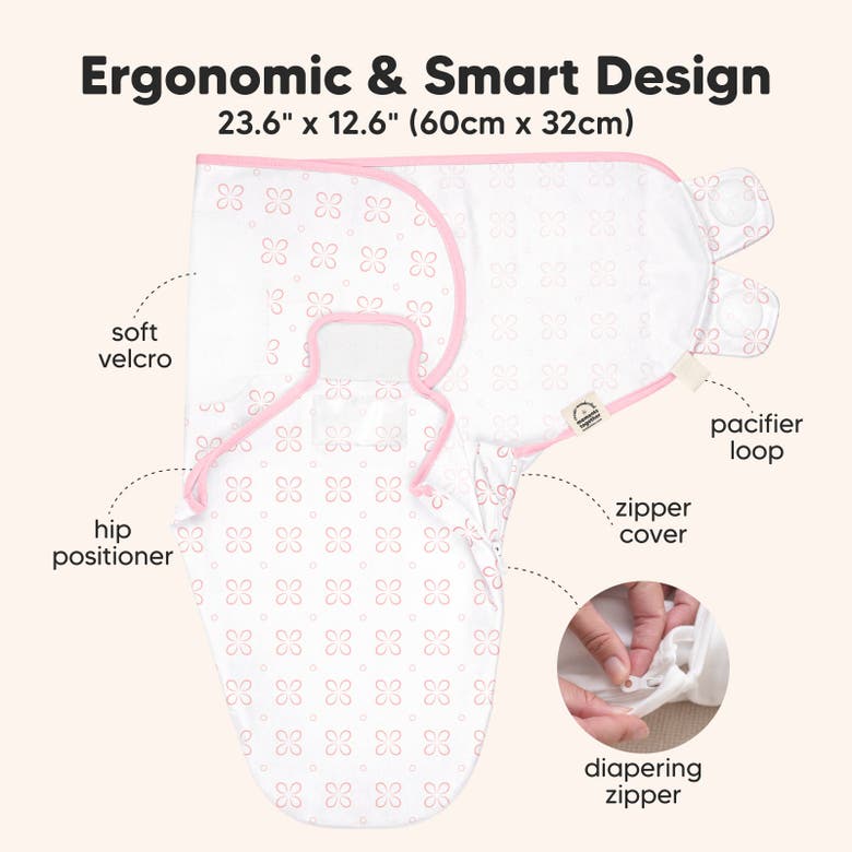 Keababies 3-pack Soothe Zippy Swaddle Wrap In Blossom