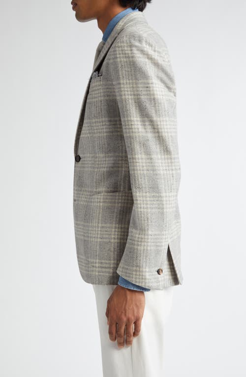 Eleventy Plaid Wool & Cashmere Donegal Tweed Sport Coat In Light Gray Melange