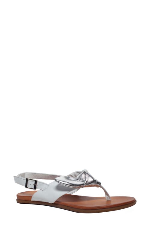 Kira Metallic Slingback Sandal in White Silver Bow