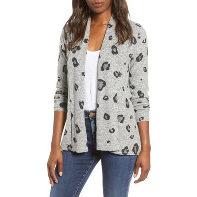Petite Gibson Open Front Fleece Cardigan, Grey
