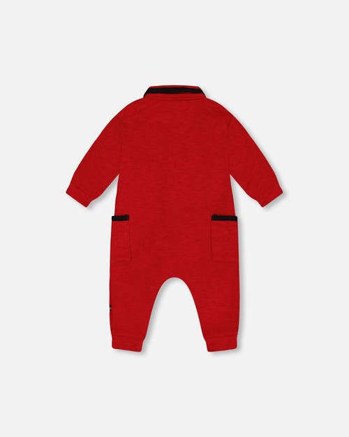 Deux Par Deux Baby Boy's Button Front Jumpsuit Red Mix In Jester Red