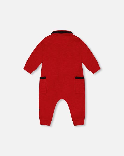 DEUX PAR DEUX DEUX PAR DEUX BABY BOY'S BUTTON FRONT JUMPSUIT RED MIX 