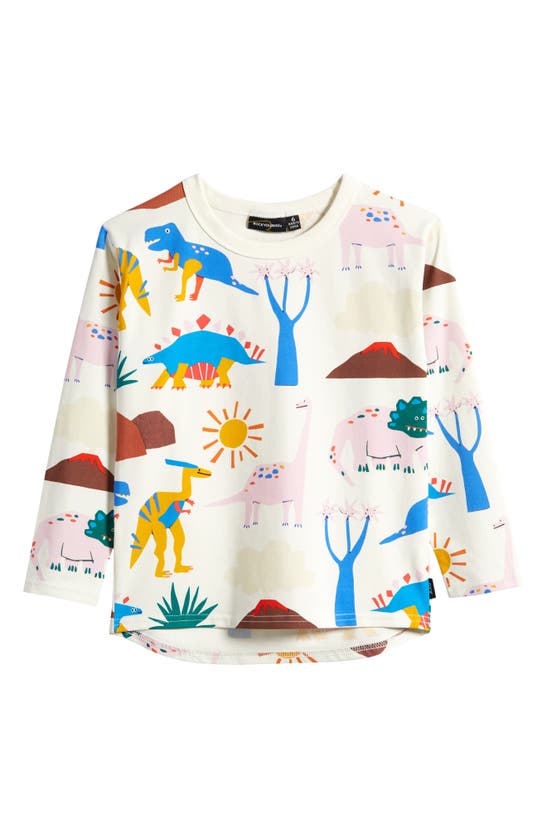 Shop Rock Your Baby Kids' Dino Sun Long Sleeve Graphic T-shirt In Cream