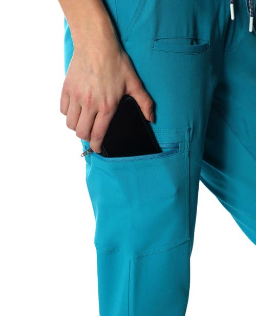 Members Only Reus Open Bottom Scrub Pants In Teal