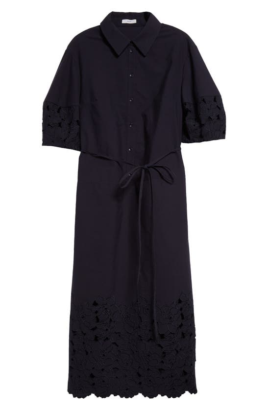 Shop Erdem Floral Embroidered Shirtdress In Navy