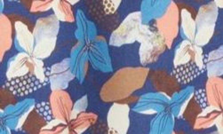 Johnston & Murphy Abstract Floral Cotton And Modal Camp Shirt In Navy