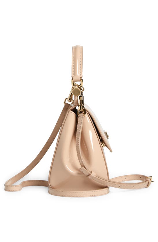 Shop Dolce & Gabbana Small Sicily Patent Leather Handbag In 80412 Powder Pink 1