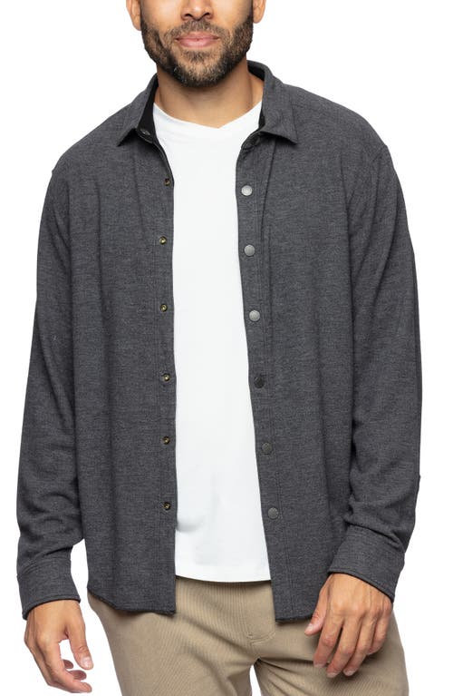 Andy Reversible Flipside Fleece Snap-Up Shirt Jacket in Charcoal
