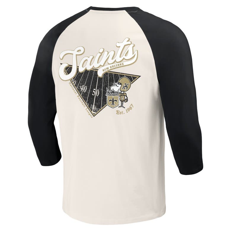 Shop Darius Rucker Collection By Fanatics Black/white New Orleans Saints Raglan 3/4 Sleeve T-shirt