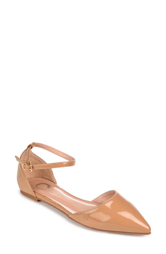 Journee Collection Journee Reba Ankle Strap Flat In Patent/ Taupe