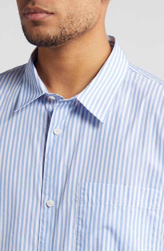 Shop Frame Stripe Relaxed Fit Button-up Shirt In Blue Stripe