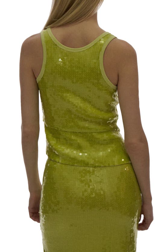 Helmut Lang Sequin Side Drape Tank In Parrot