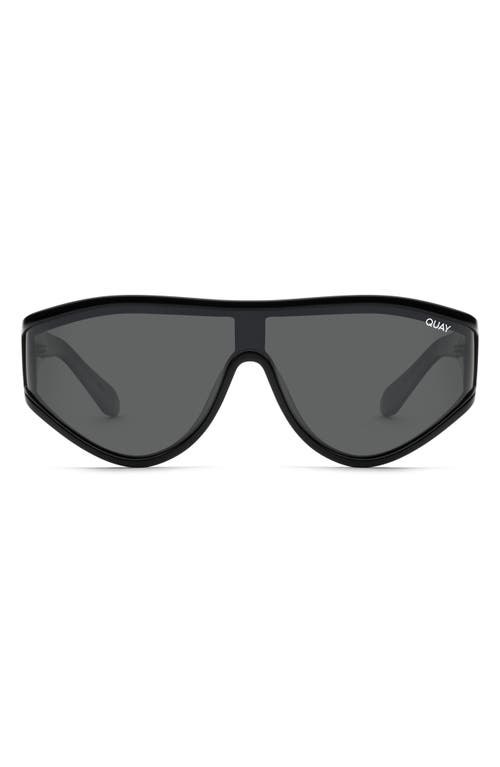 Quay Australia Secret Set 48mm Polarized Shield Sunglasses in Black/Black Polarized at Nordstrom