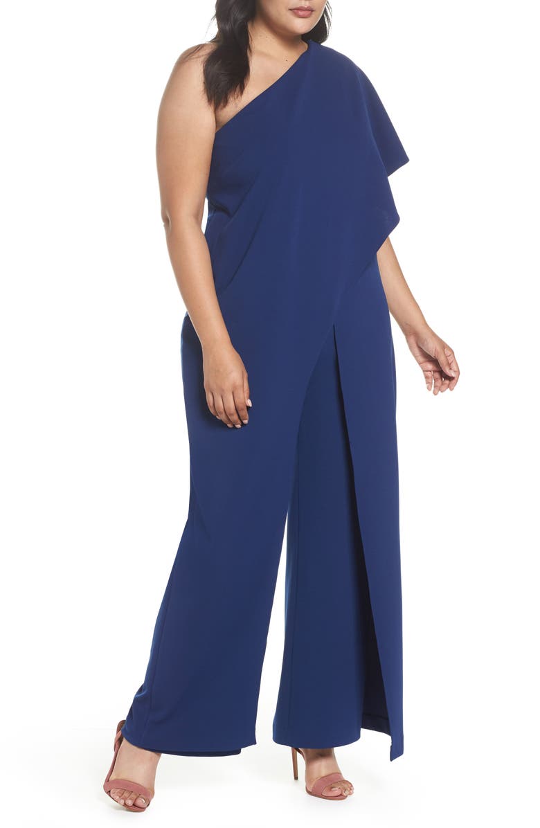 Adrianna Papell One-Shoulder Jumpsuit (Plus Size) | Nordstrom