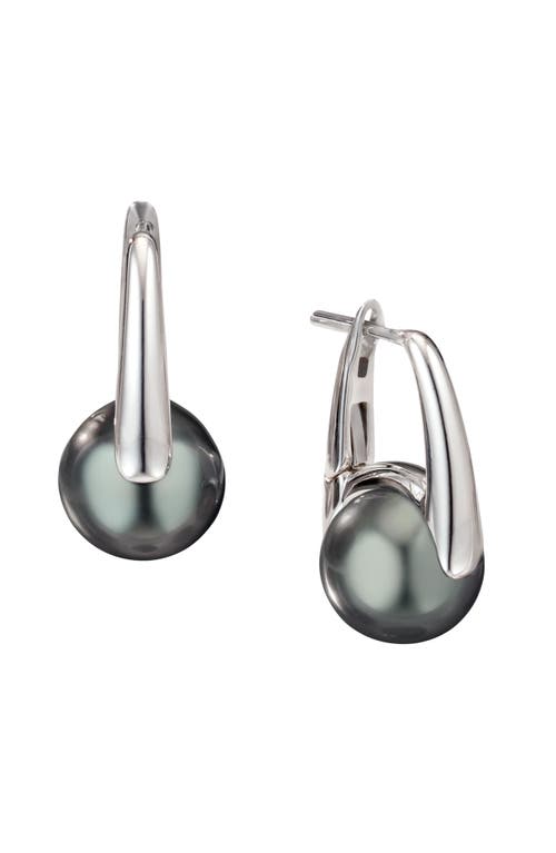 Shop Cast The Daring Tahitian Pearl Drop Earrings In Silver