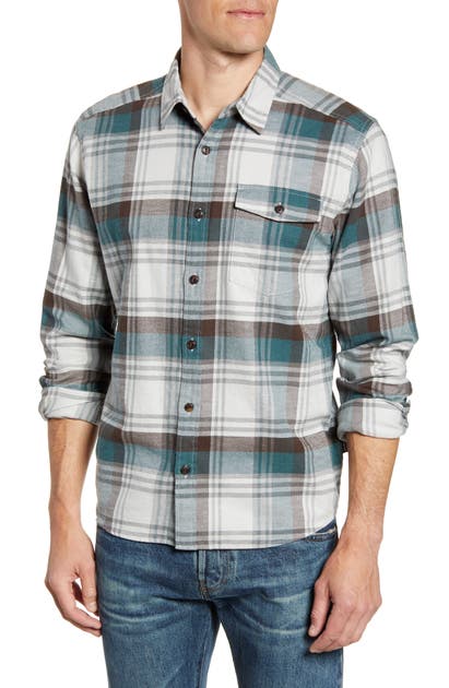 Patagonia Regular Fit Organic Cotton Flannel Shirt In Buttes Tailored Grey