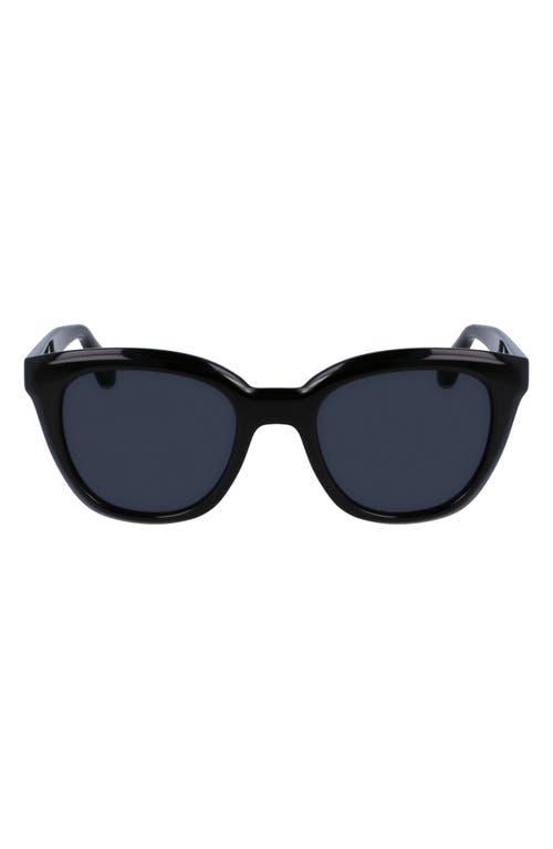 Shop Ferragamo Classic Logo Tea Cup 52mm Round Sunglasses In Black