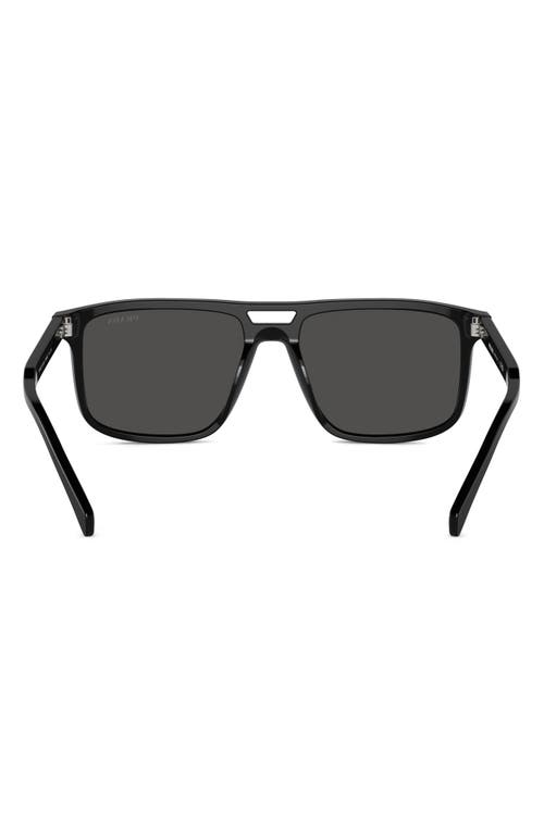 Shop Prada 56mm Rectangular Sunglasses In Black/grey