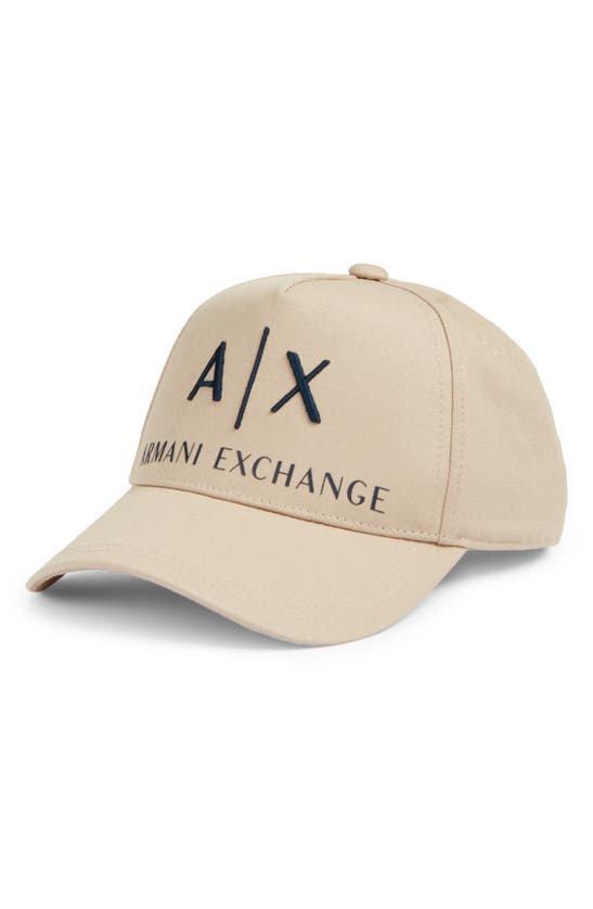 Armani Exchange Classic Embroidered Logo Baseball Cap In White Pepper