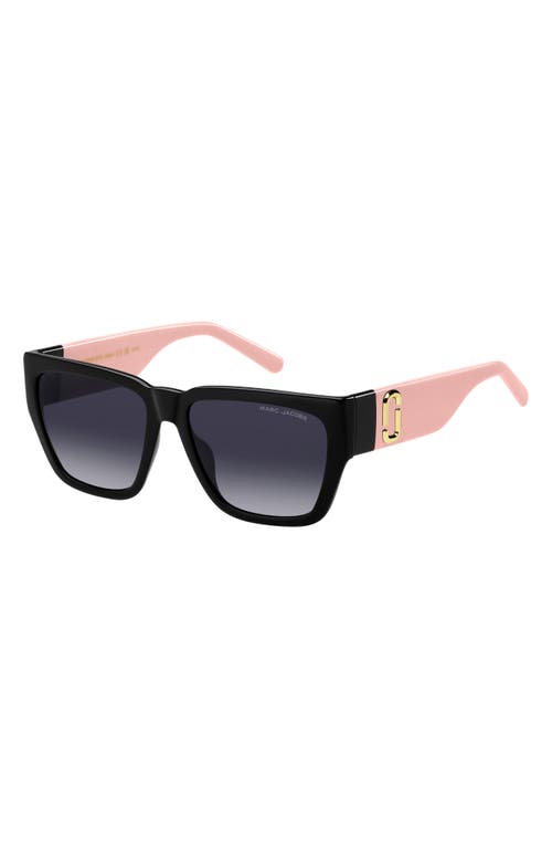 Marc Jacobs 57mm Gradient Rectangular Sunglasses In Black Pink/dark Grey Sf