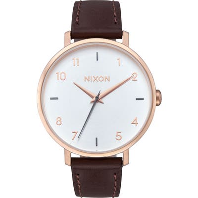 Nixon The Arrow Leather Strap Watch,