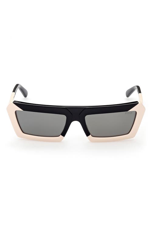 Emilio Pucci 56mm Gradient Rectangular Sunglasses in Black/White /Smoke