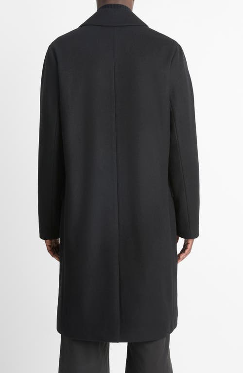 Shop Vince Double Breasted Wool Blend Coat In Black