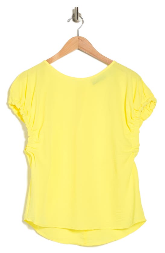 Shop Patrizia Luca Gathered Cap Sleeve Top In Lemon